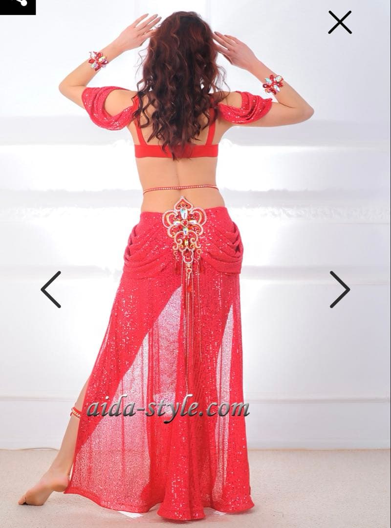 ベリーダンス 衣装 Aida Style 赤スパンコール 