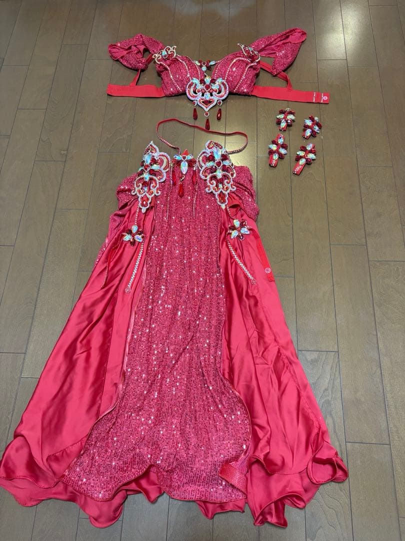 ベリーダンス 衣装 Aida Style 赤スパンコール 