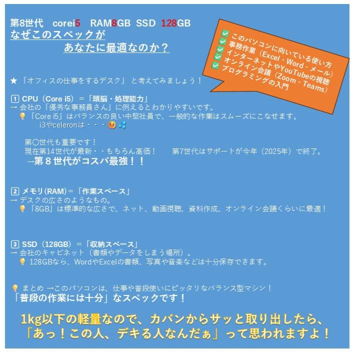 NEC VersaPro Core i5 メモリ8GB SSD128GB