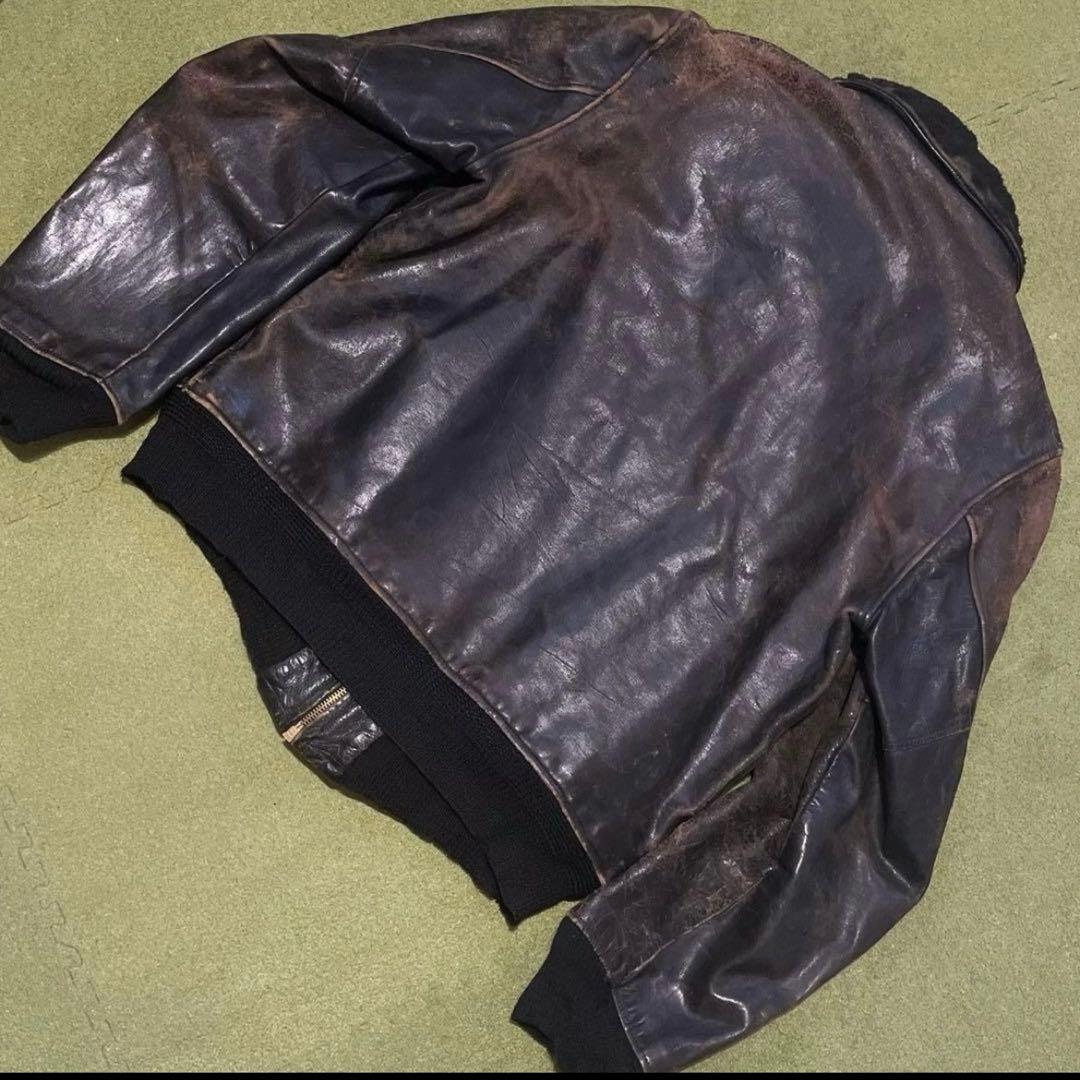 40sヴィンテージ★筆記体タグ★ボマージャケット★レザージャケット★G-1