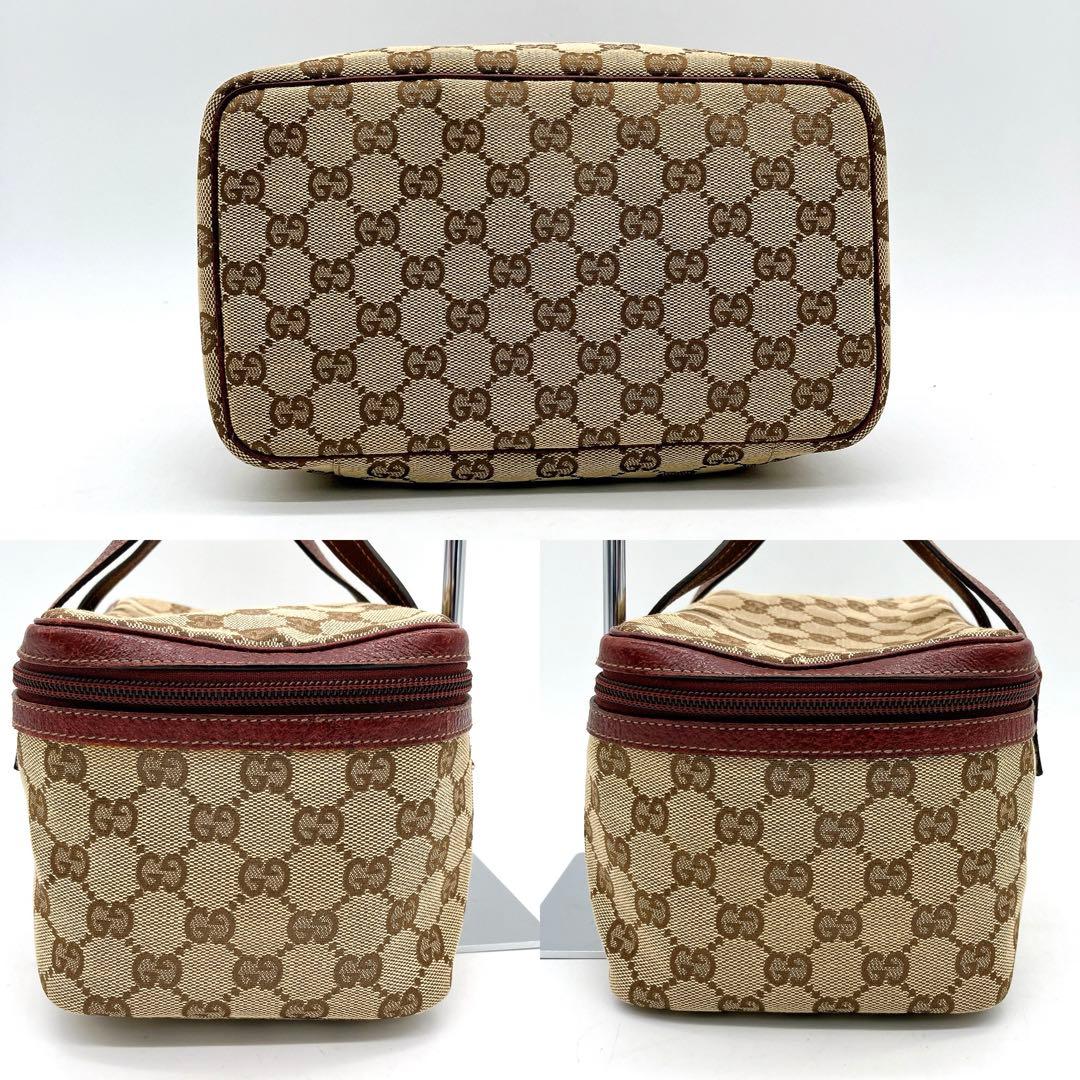 美品【GUCCI】バニティバッグ　GGキャンバス ベージュ　ハンドバッグ