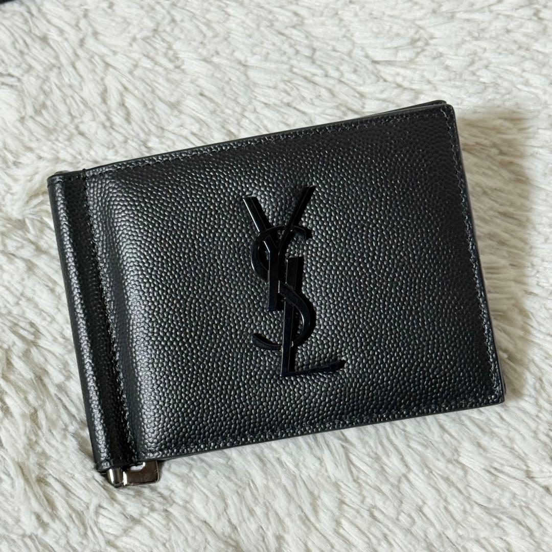 ⭐️新品未使用⭐️　サンローラン　マネークリップ　YSLカサンドラ　二つ折り　黒