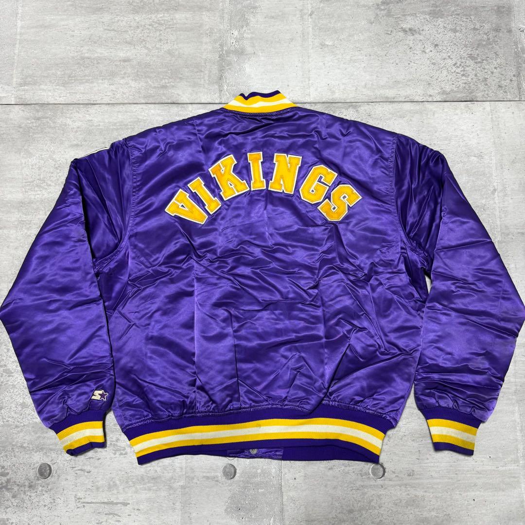 90s USA製 STARTER ナイロンスタジャン パープル VIKINGS