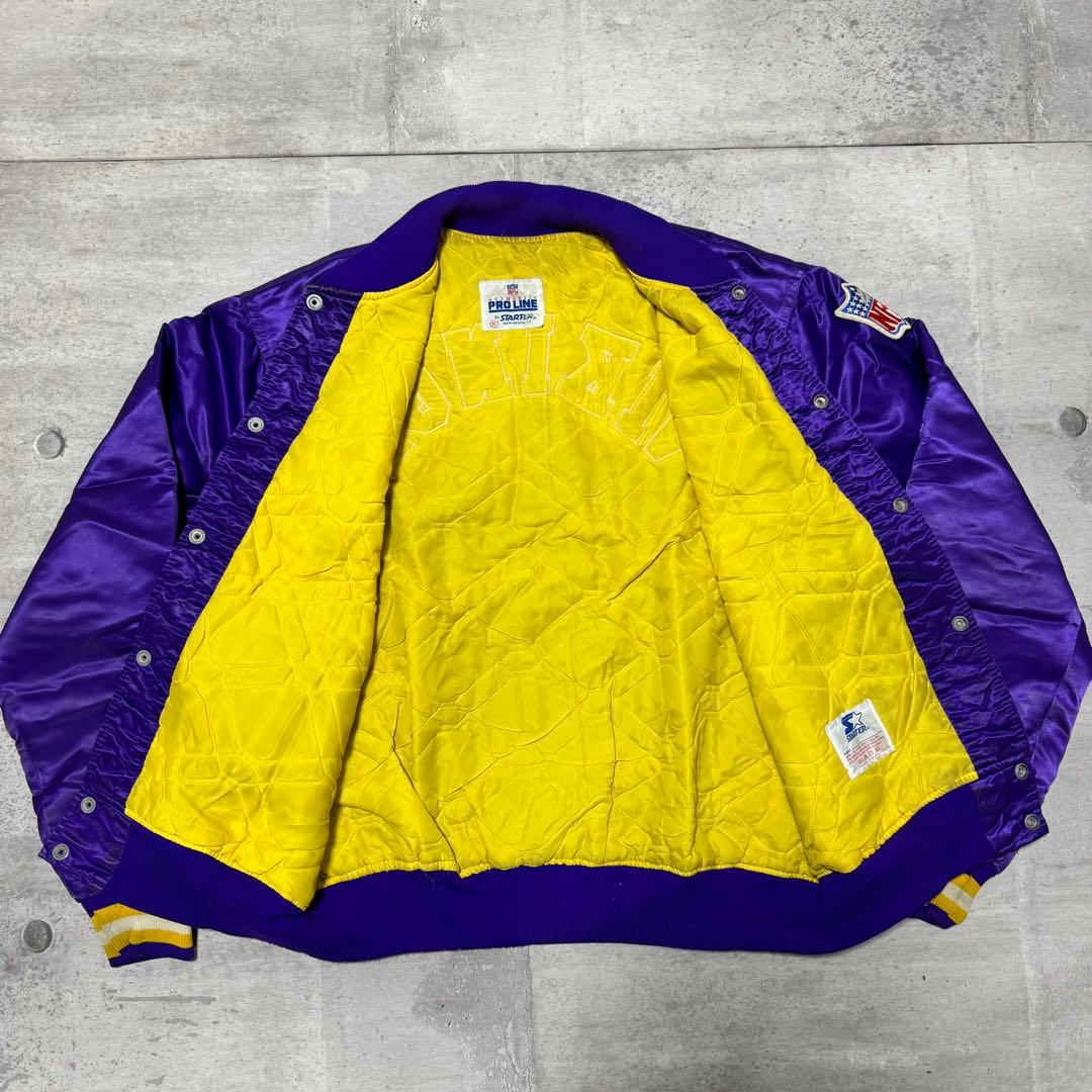 90s USA製 STARTER ナイロンスタジャン パープル VIKINGS