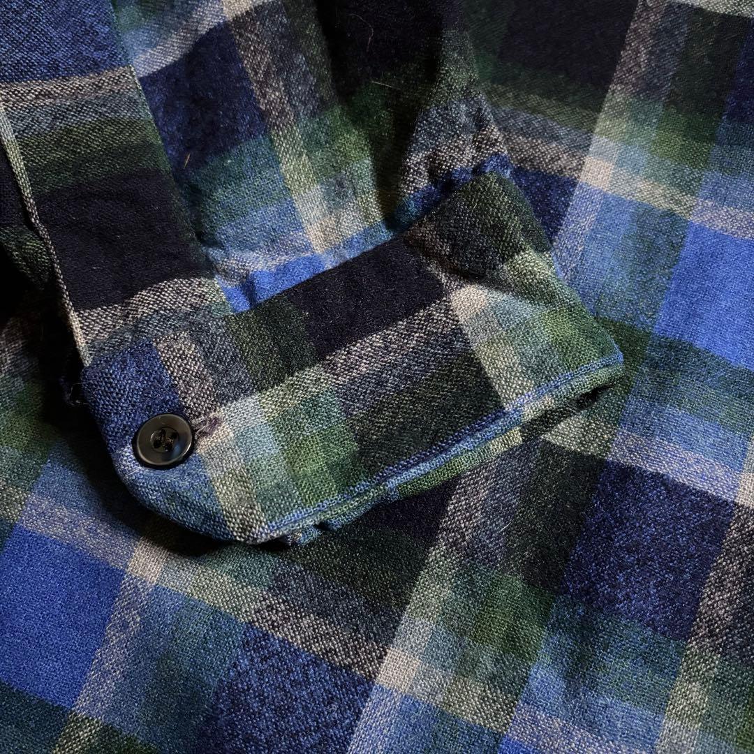 神配色70s ペンドルトン ボードシャツ オンブレ チェック USA製 ブルーL