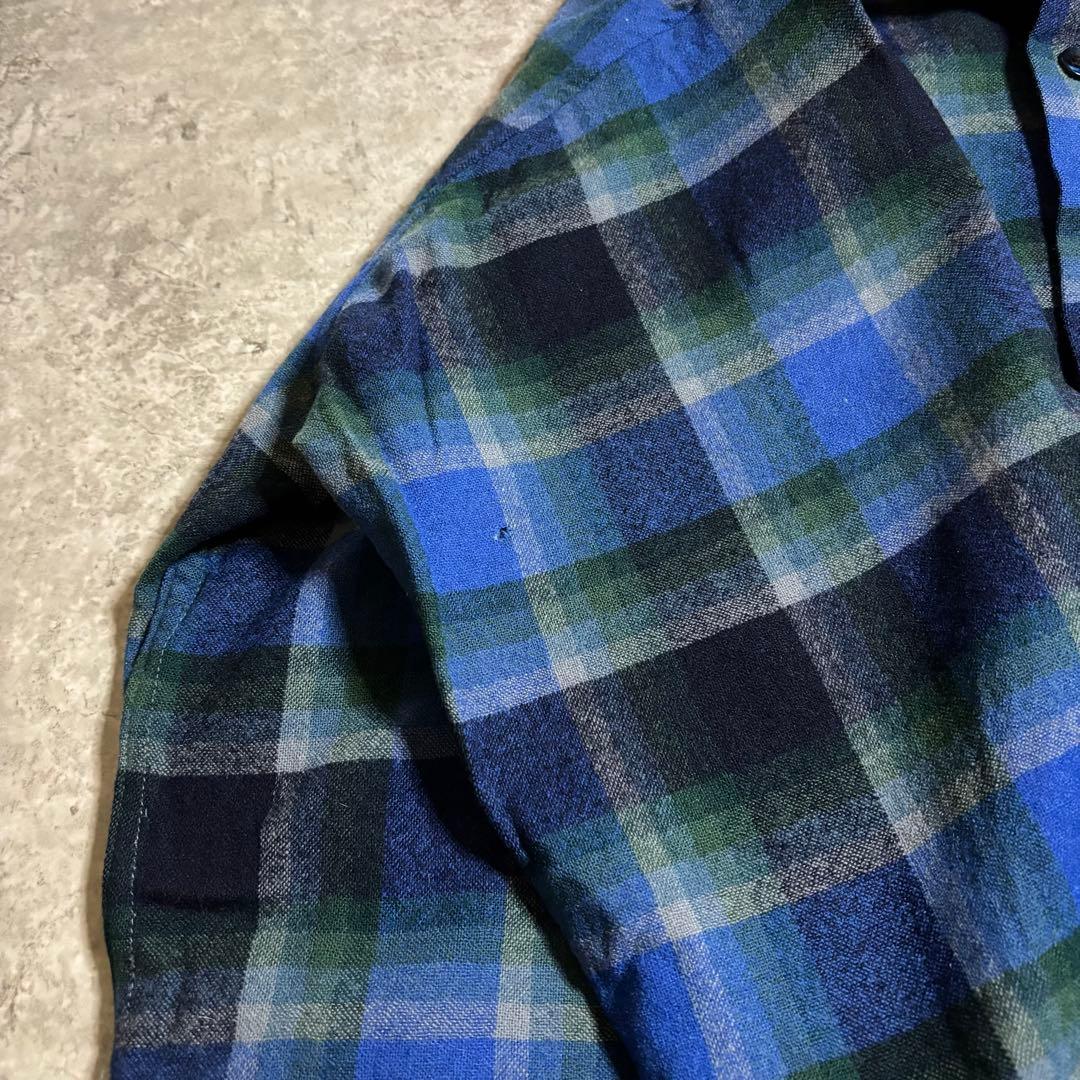 神配色70s ペンドルトン ボードシャツ オンブレ チェック USA製 ブルーL