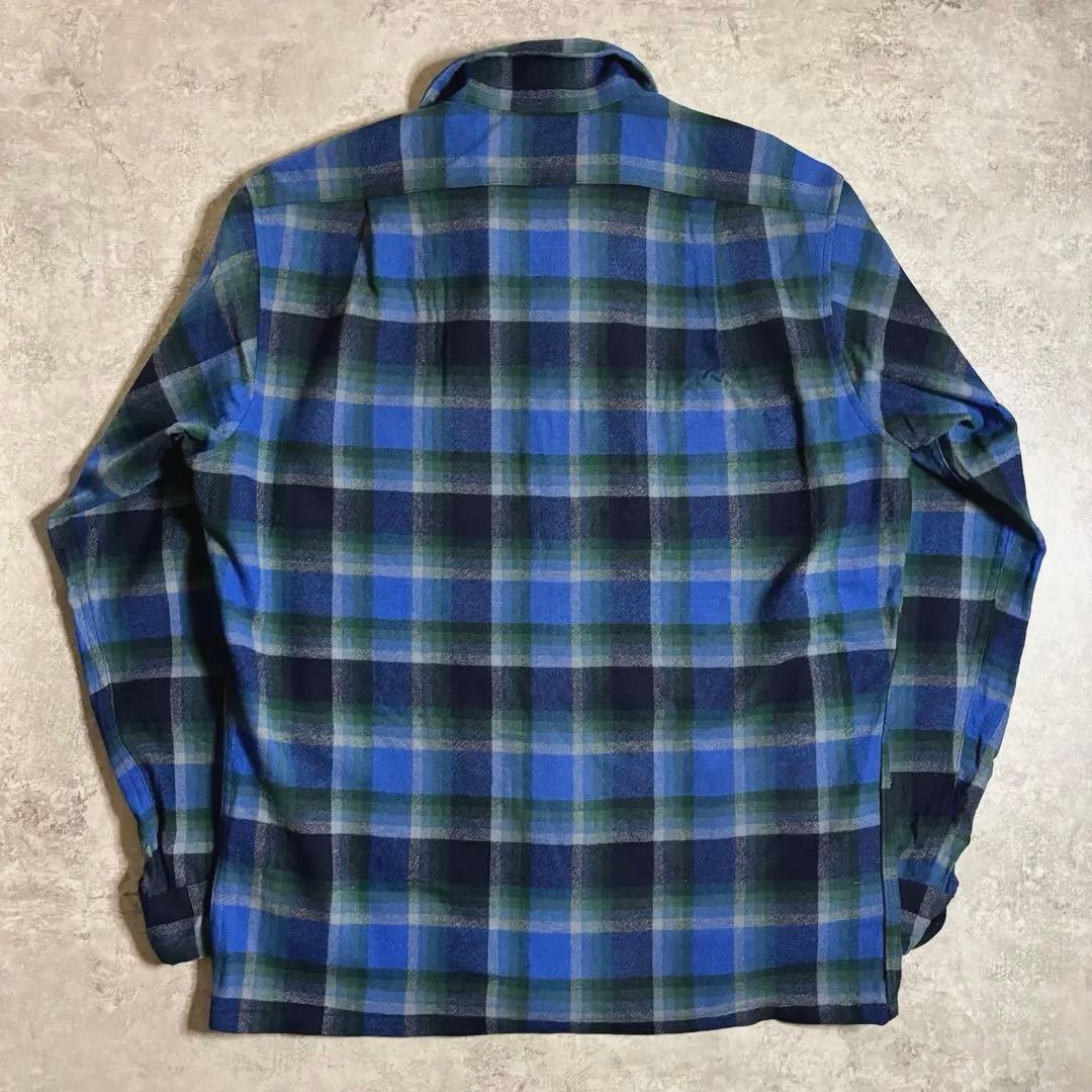 神配色70s ペンドルトン ボードシャツ オンブレ チェック USA製 ブルーL