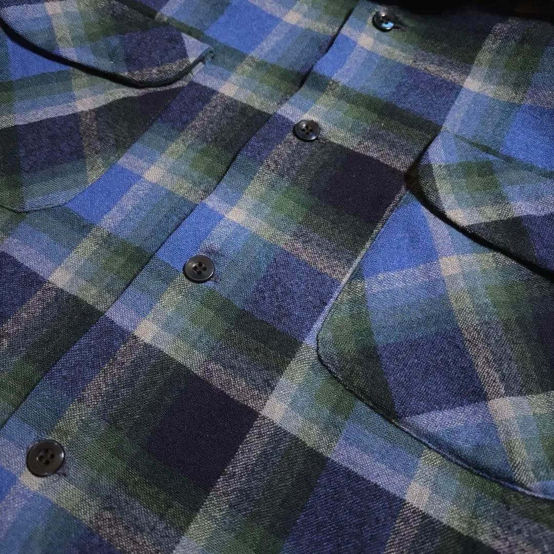 神配色70s ペンドルトン ボードシャツ オンブレ チェック USA製 ブルーL