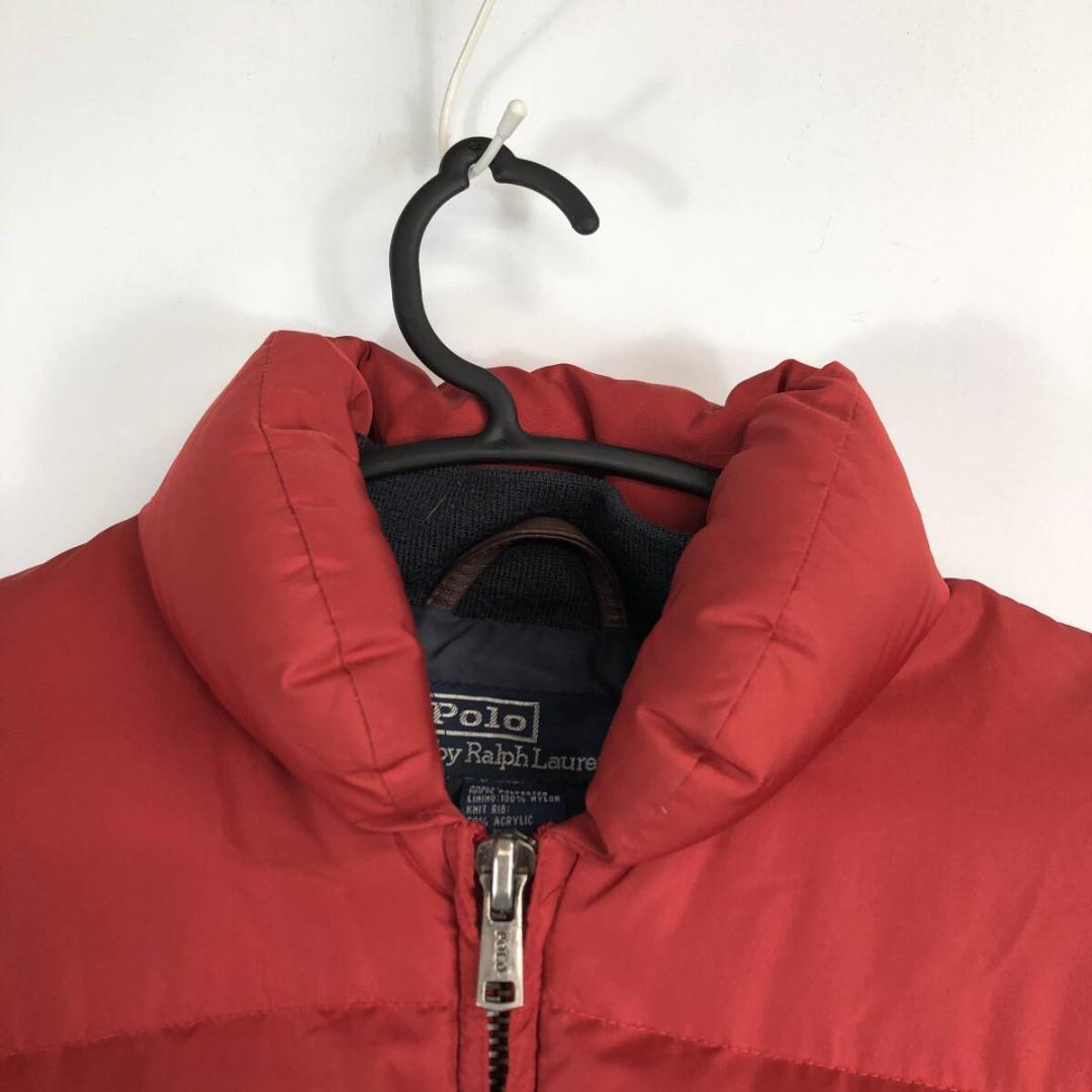 90s ラルフローレン ダウンジャケット レッド Sサイズ 内側ネイビー