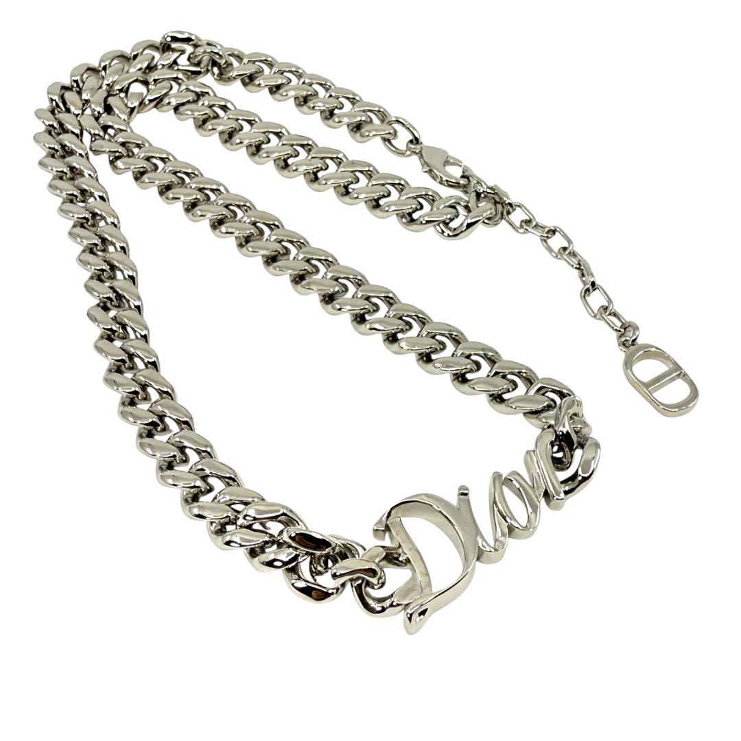 【新品同様】ディオール　現行　ribbon チェーンリンク　ネックレス　ロゴ