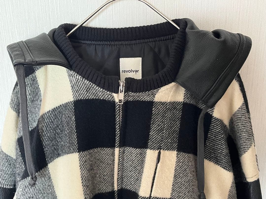 希少 美品 REVOLVER ウール レザー オーバーサイズ ジャケット XL