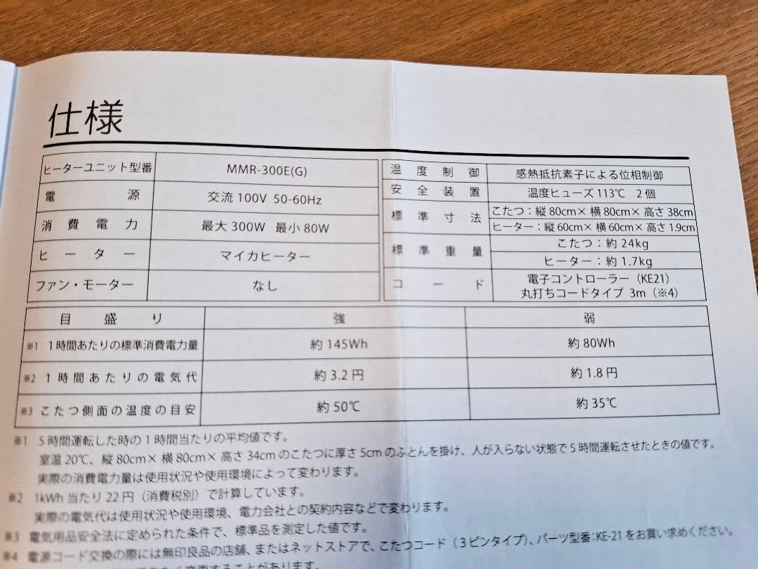 【無印良品】こたつ▪︎正方形▪︎フラットヒーター