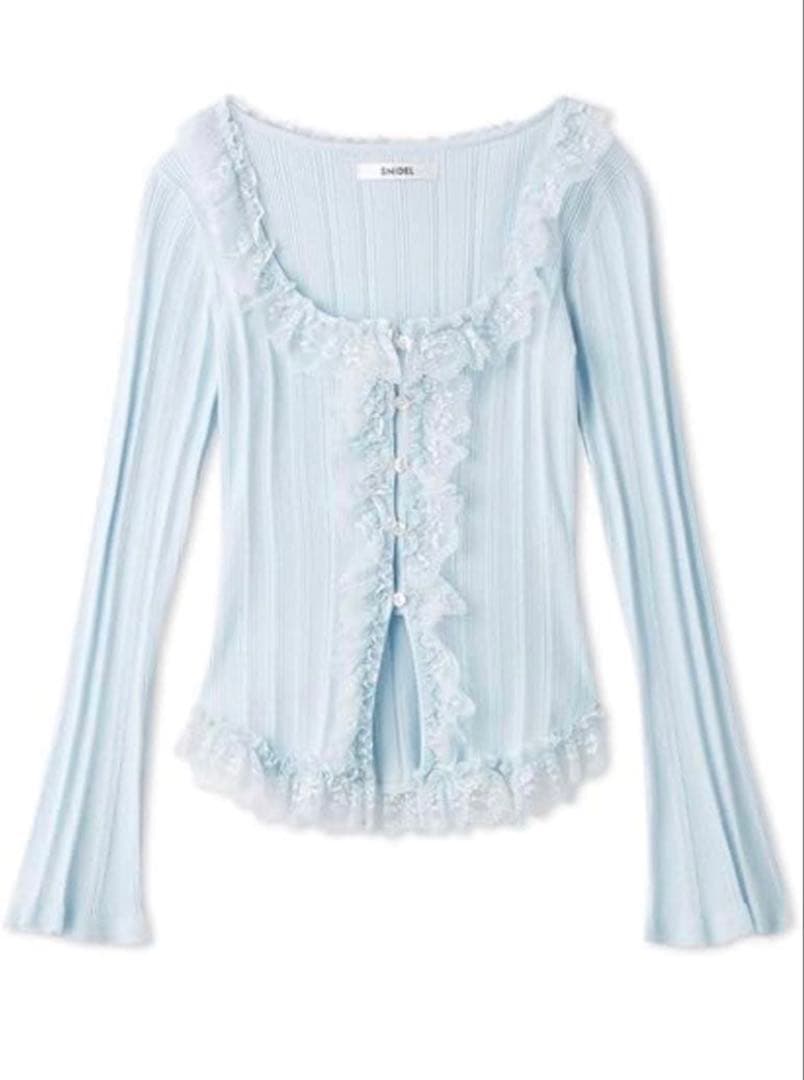 SNIDEL Sustainableフリルニットプルオーバー LBLU