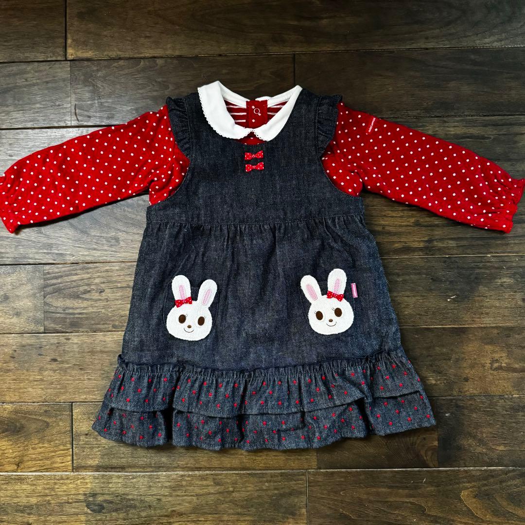 【いちごタルトさん専用】ミキハウス　うさこデニムジャンパースカート&ロンパース