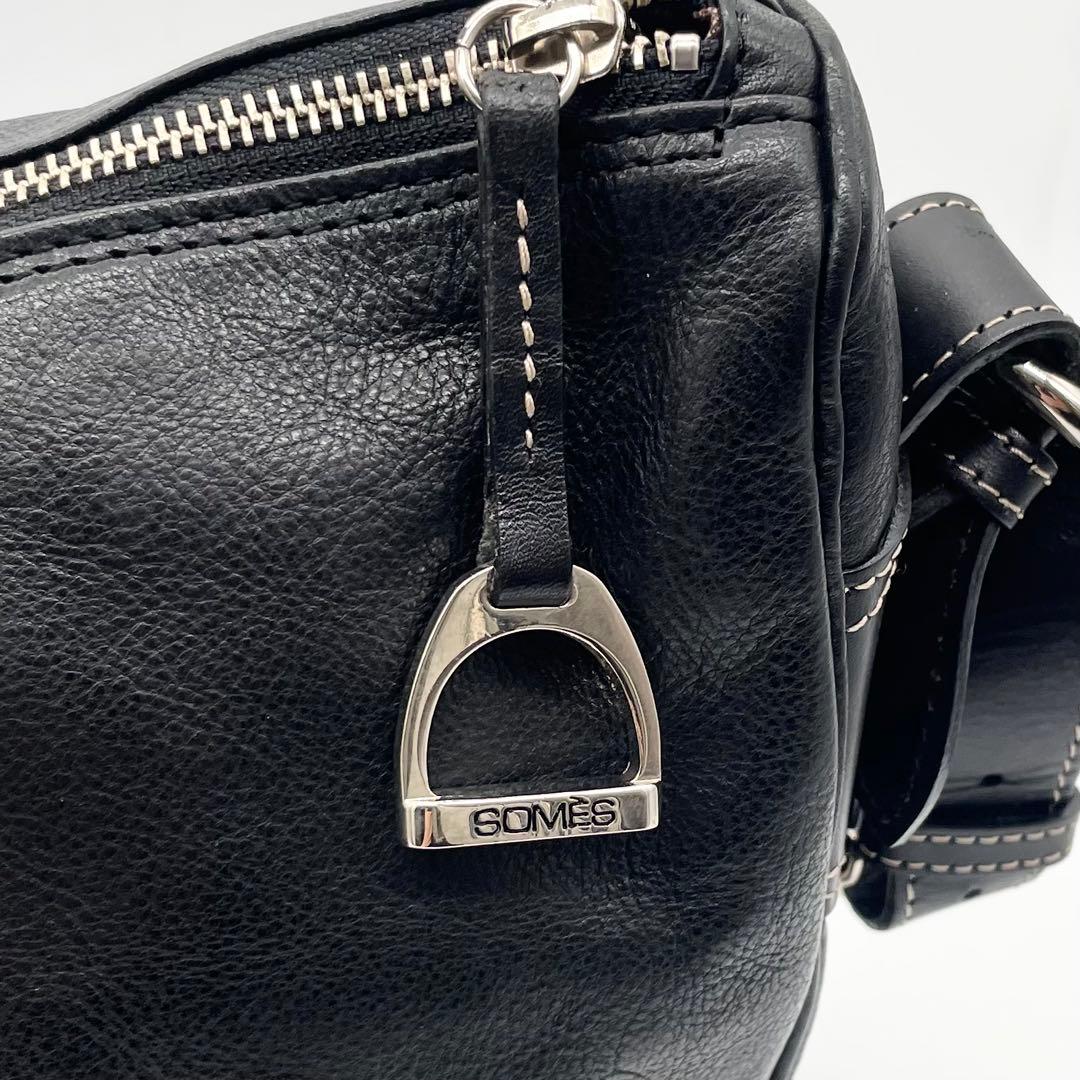 【美品】ソメスサドル ショルダーバッグ メッセンジャーバッグ レザー ブラック
