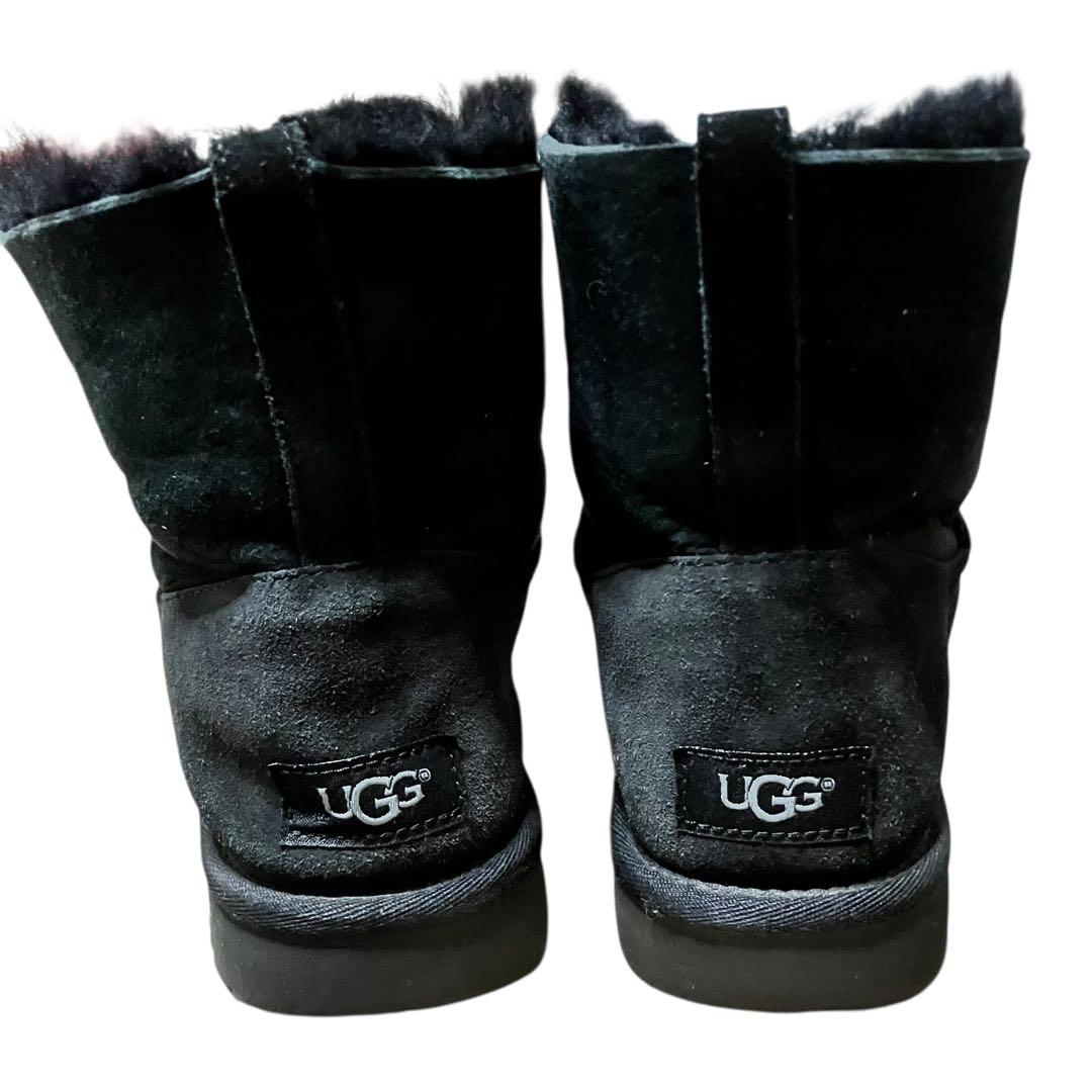 UGG リボン付きムートンブーツ 黒 25cm 正規品