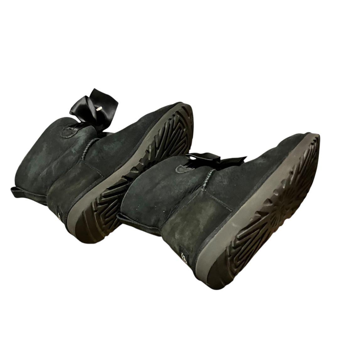 UGG リボン付きムートンブーツ 黒 25cm 正規品