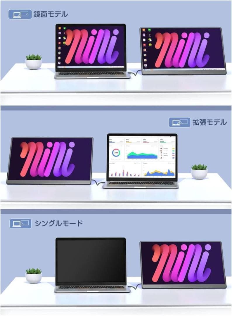 モバイルモニター 17.3インチ ゲームモニター 一体自立型 IPS液晶パネル