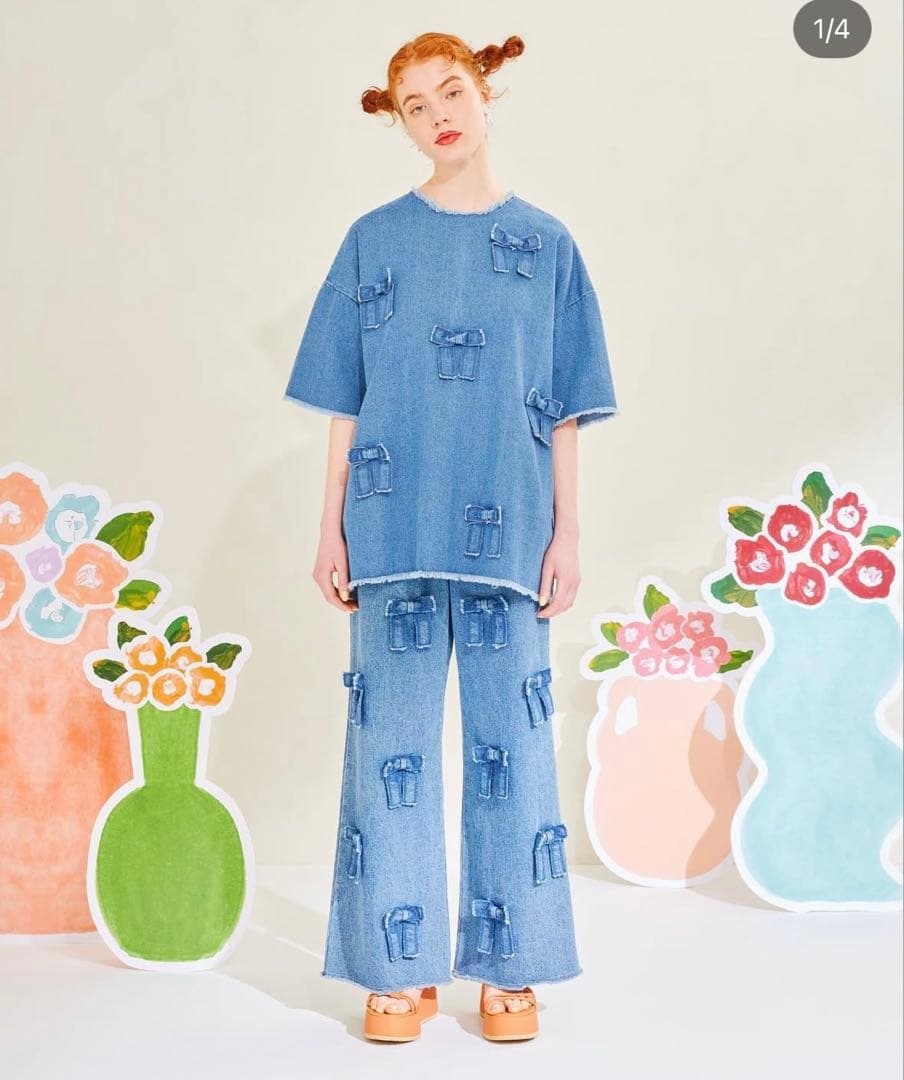 POPPY/ポピー　メニーリボンデニムパンツ