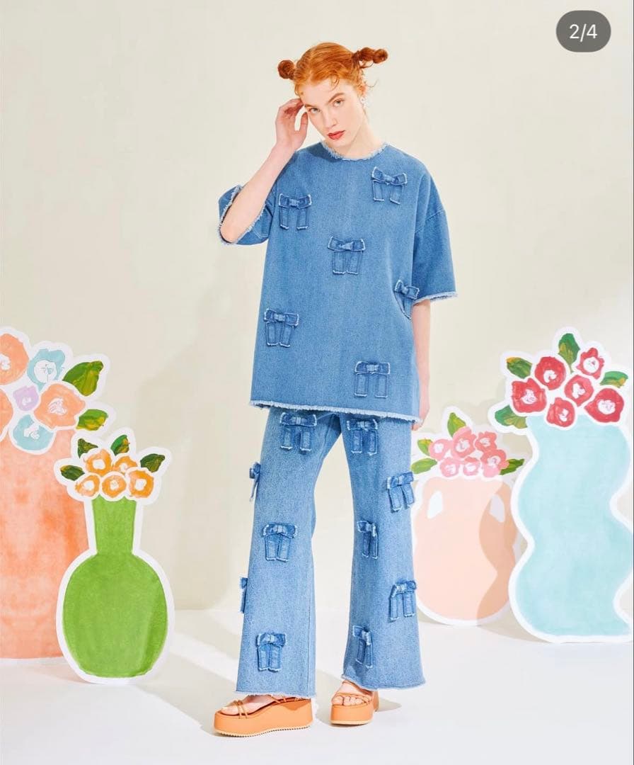 POPPY/ポピー　メニーリボンデニムパンツ