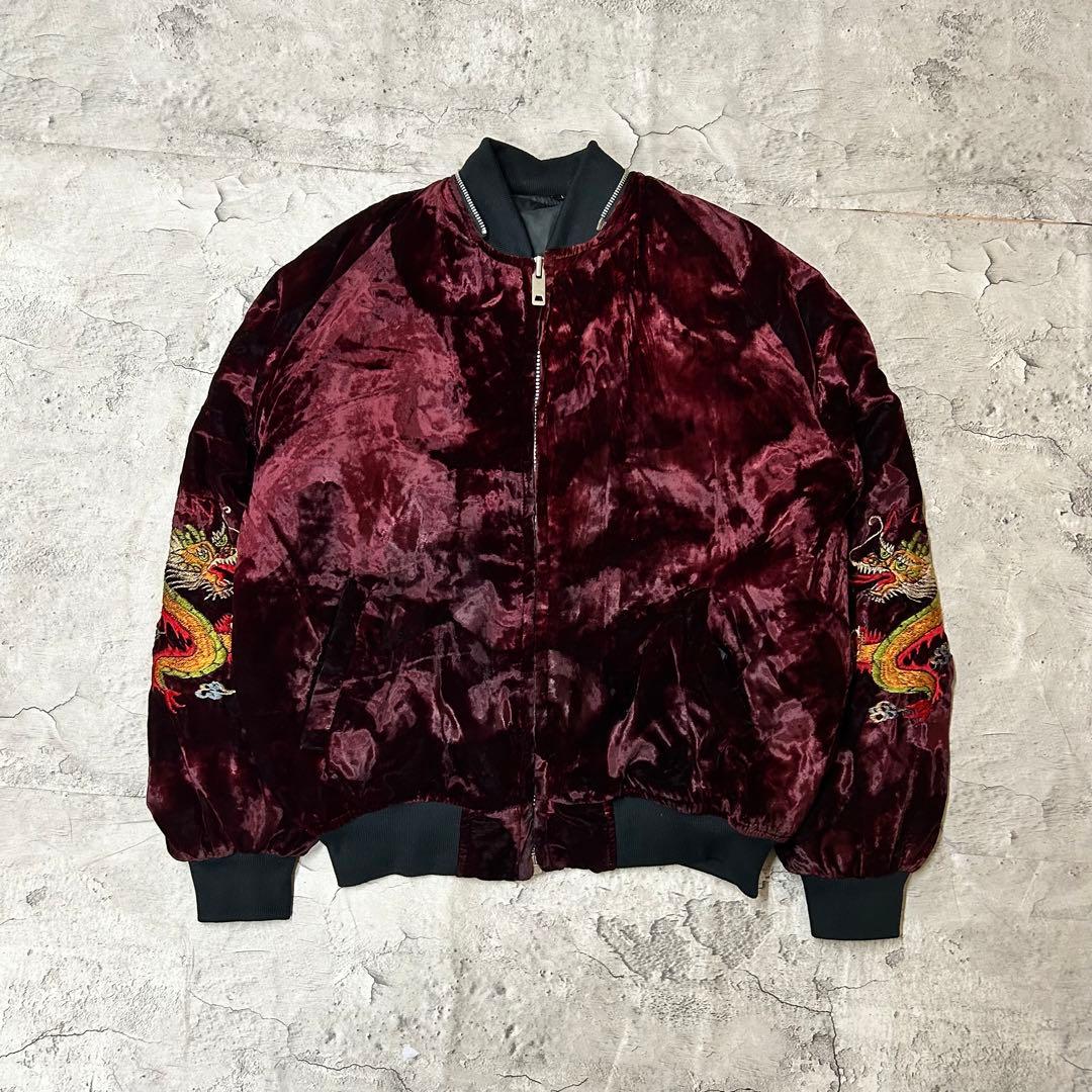 90's vintage ベロア　スカジャン　刺繍　アメカジ　ストリート
