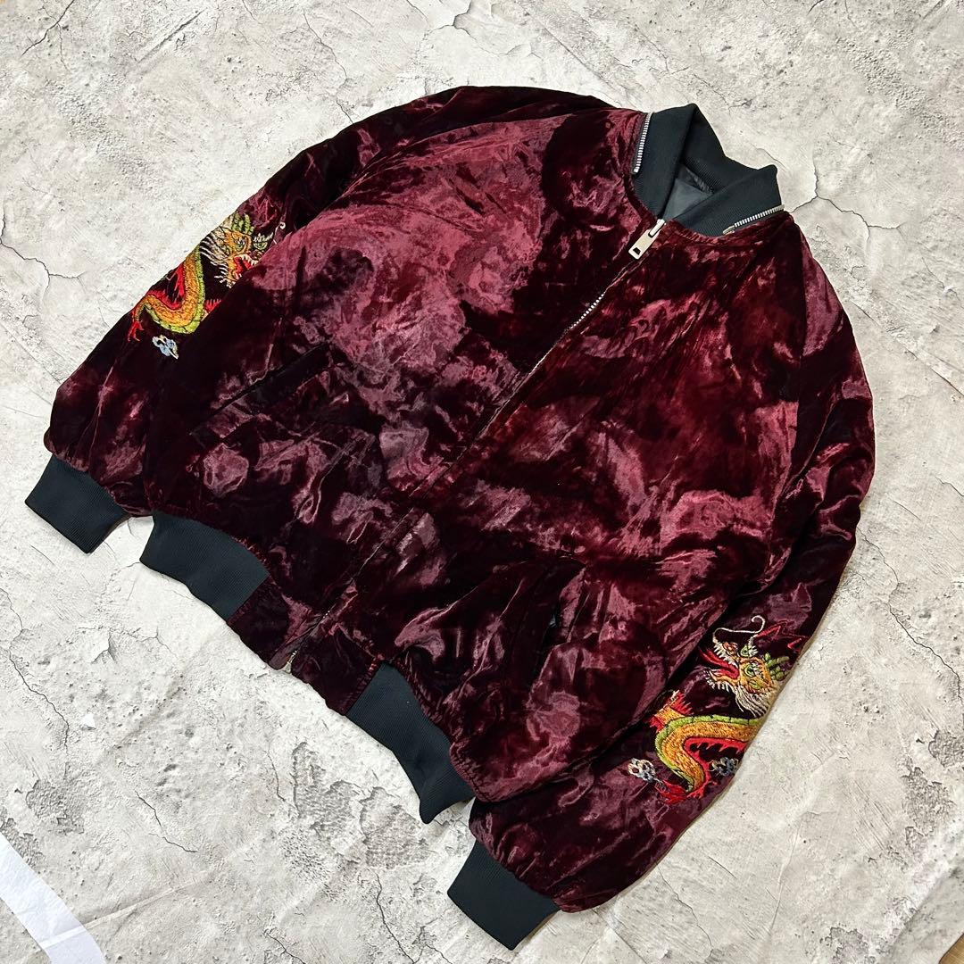 90's vintage ベロア　スカジャン　刺繍　アメカジ　ストリート