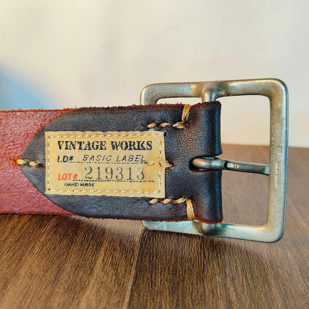 【極上品】Vintage Works DH5697　高級茶芯スタッズドレスベルト