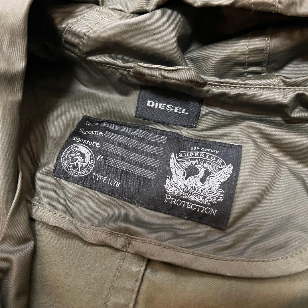 【DIESEL】フーデッドコート L カーキ オリーブ コットン100%