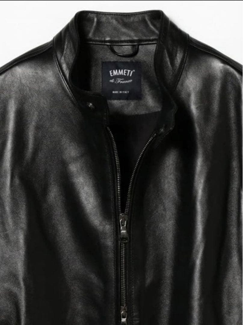 エンメティemmeti juri BEAMS別注 黒 レザーライダース 50