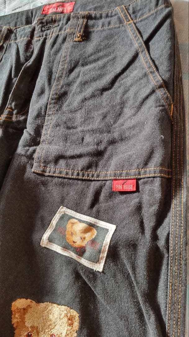 ピンクハウス クマさん 刺繍&ワッペン デニム パンツ レア pinkhouse