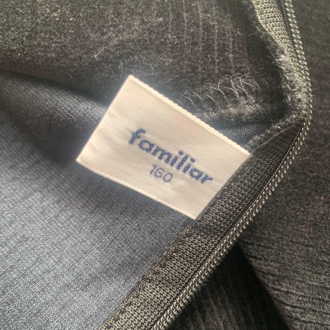 【familiar】 ブラウンベルベット＆チェック柄ワンピース 160cm 美品