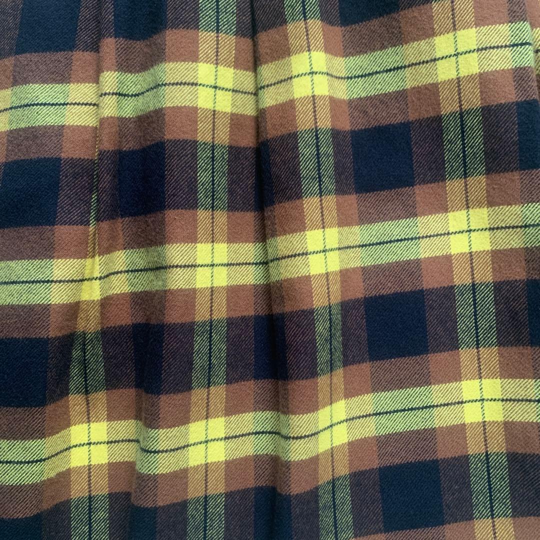 【familiar】 ブラウンベルベット＆チェック柄ワンピース 160cm 美品