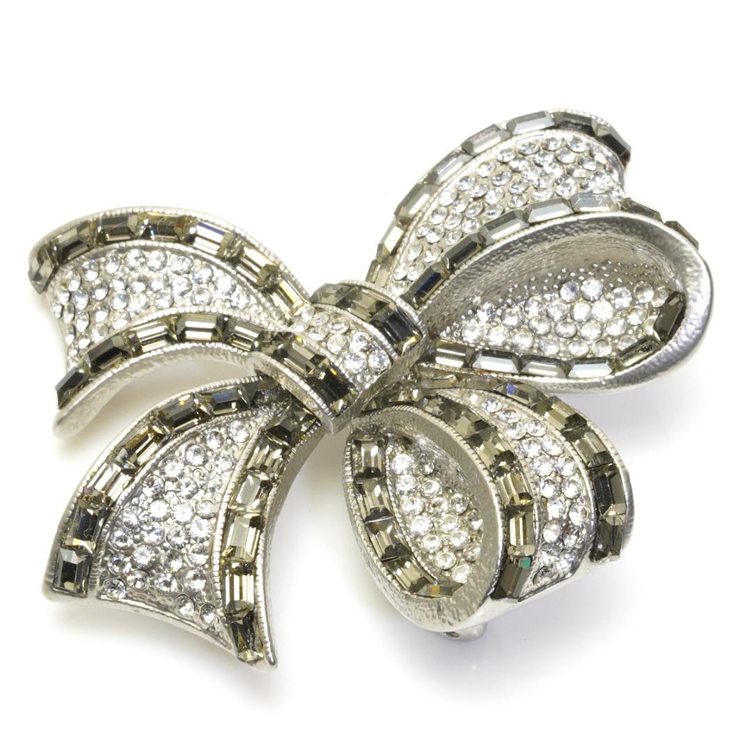 フォクシー リボン ラインストーン ブローチ ビーズ FOXEY