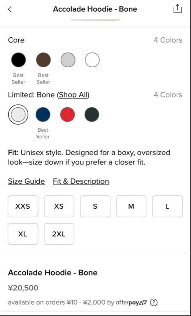 【新品未開封】Accolade Hoodie - Bone (M)