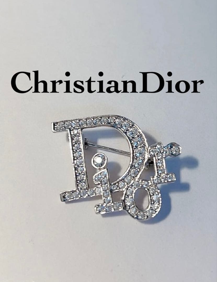 クリスチャンディオール　Dior ブローチ　ラインストーン　Dior ロゴ