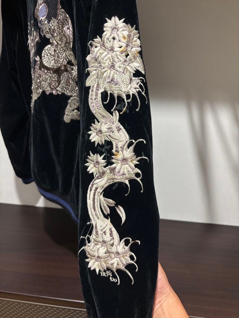 黒　ベロア　リバーシブル　スカジャン　regular vintage古着　別珍