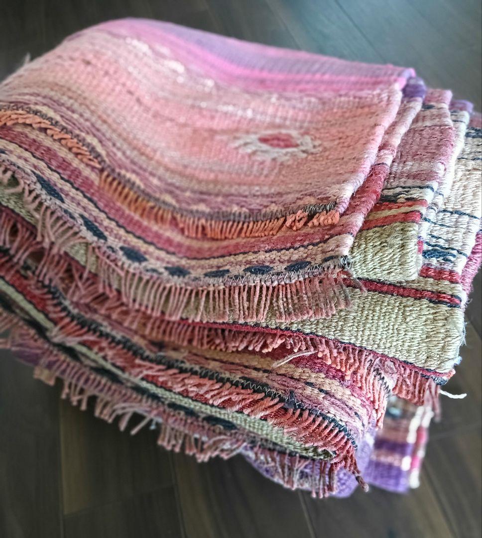 特大7.6kg 140×280色のパステルピンクのオールドキリム　カイセリ