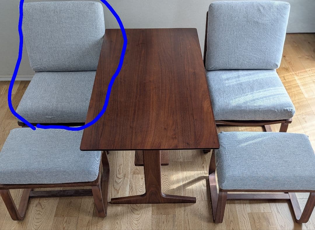 リビングでもダイニングでもつかえる ソファチェア ライトグレー 1人掛け×１脚②