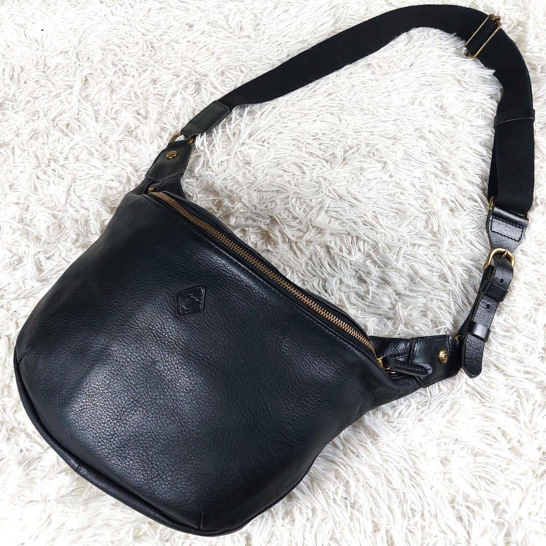 極美品 CLEDRAN シボ革 オールレザーバイカラー ショルダーボディバッグ