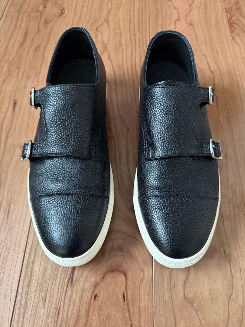 バーニーズニューヨーク ダブルモンクストラップ レザードレススニーカー 26cm