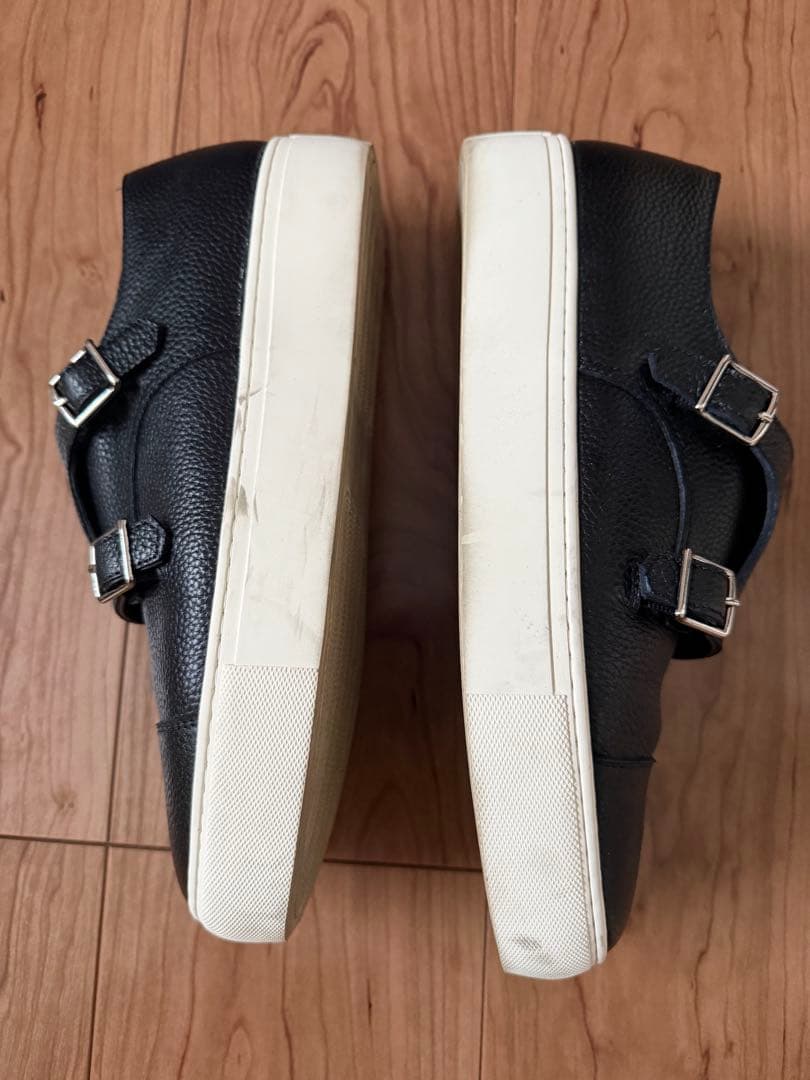 バーニーズニューヨーク ダブルモンクストラップ レザードレススニーカー 26cm