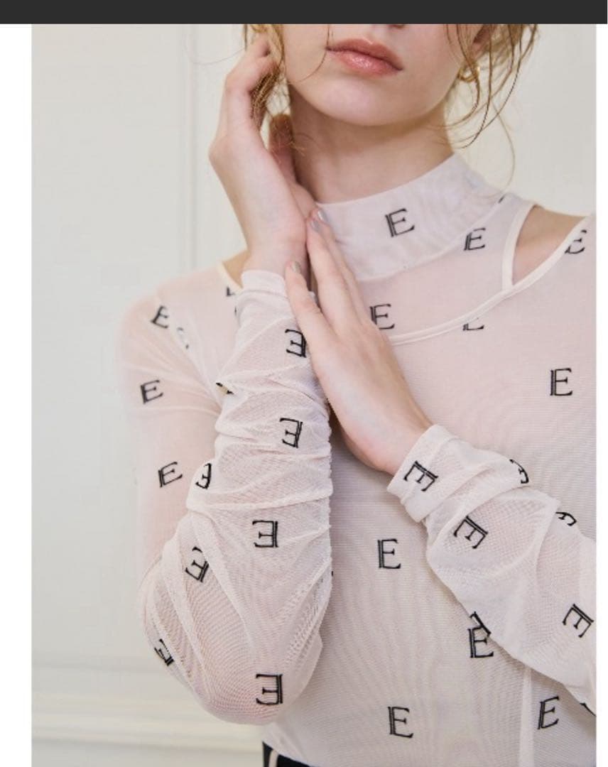 EIMY ISTORE モノグラムカットアウトチュールトップス　エイミー