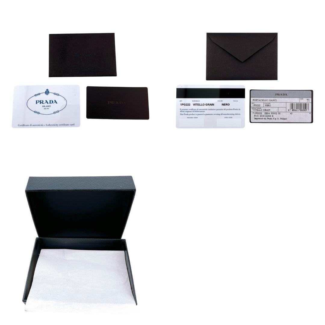 【保管箱付】PRADA プラダ 6連キーケース グレインカーフレザー ブラック系