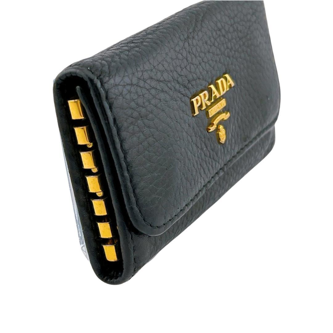 【保管箱付】PRADA プラダ 6連キーケース グレインカーフレザー ブラック系