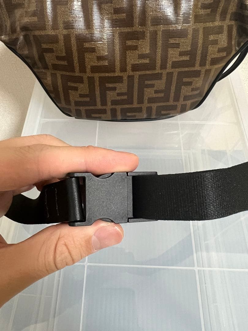 FENDI ズッカ柄 ウエストバッグ コーティングキャンバス レザー
