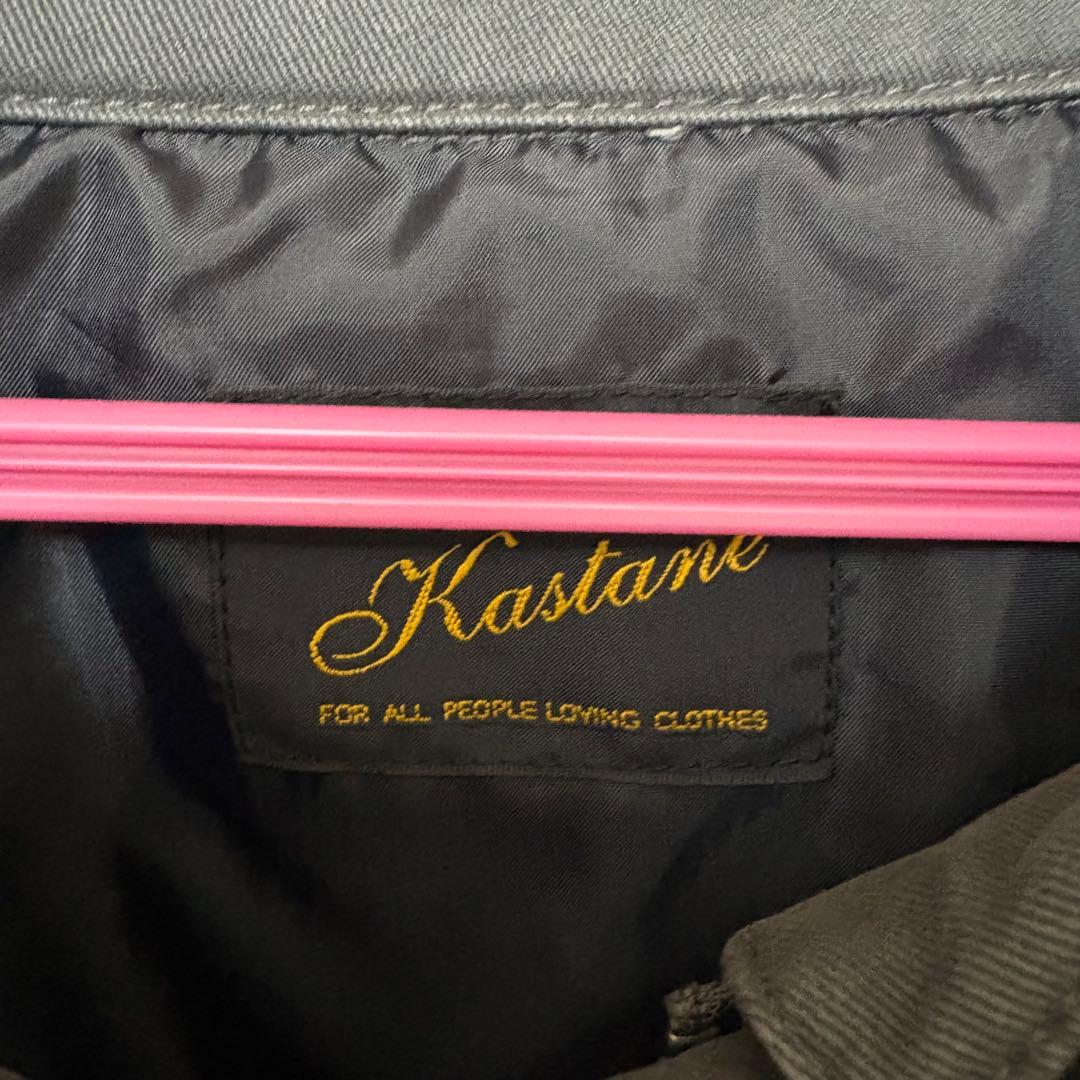 kastane カスタネ モチーフ付きハンティングジャケット　花　刺繍　ネイビー