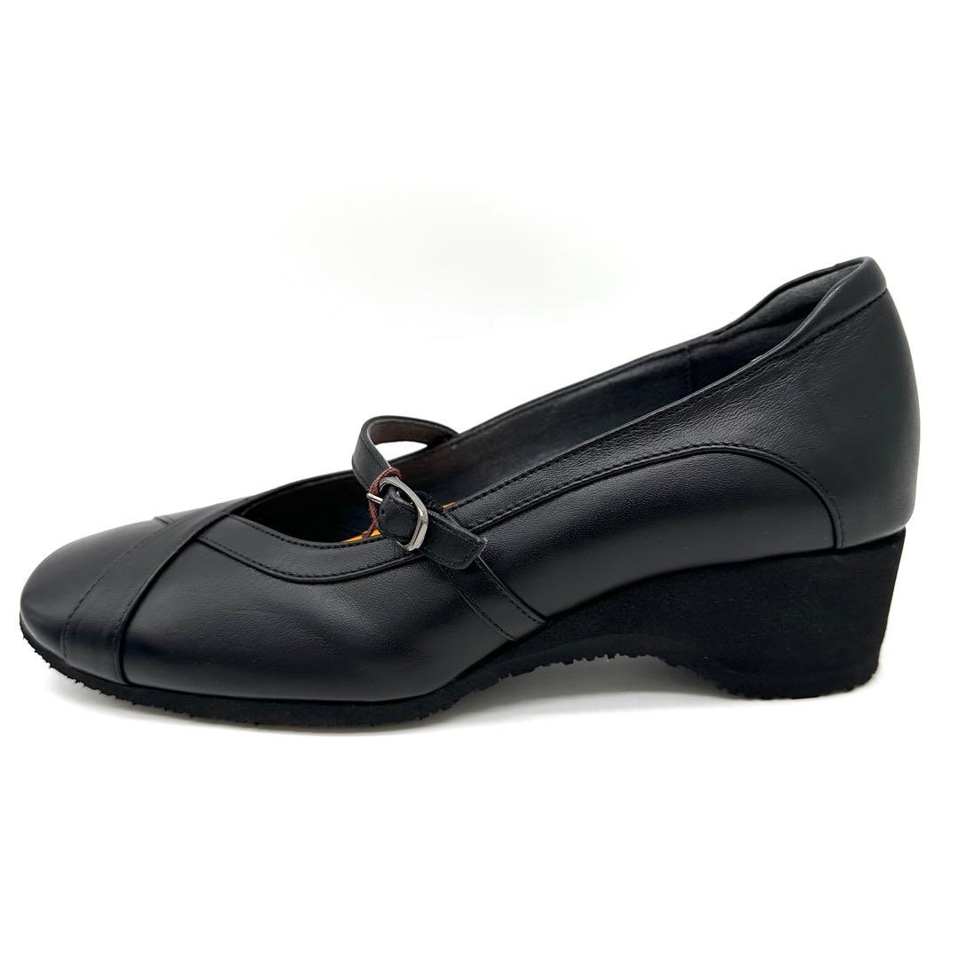 〈新品〉asics pedala【23EEE】ウェッジ ストラップ パンプス 黒