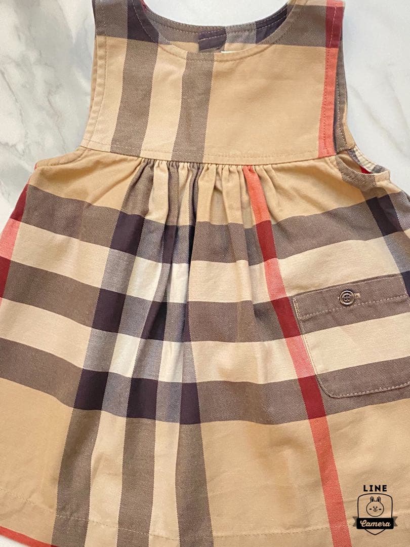 超美品本物バーバリーBurberry上質コットン混ノースリーブワンピース☆