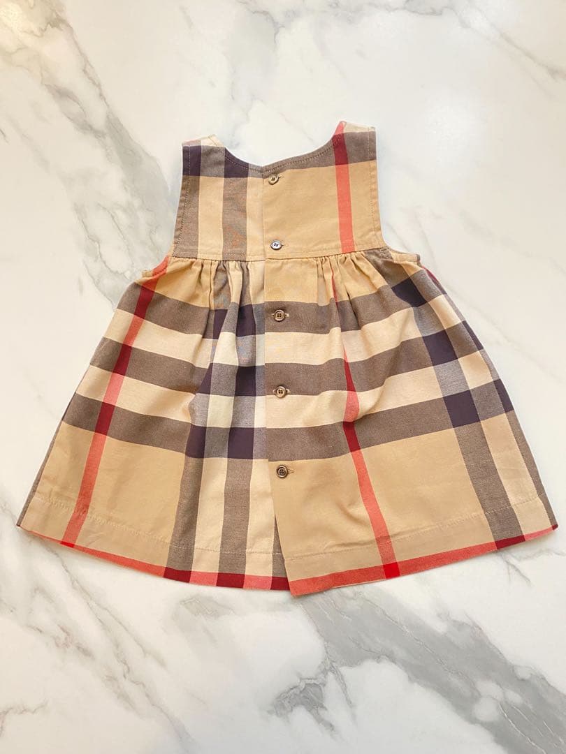 超美品本物バーバリーBurberry上質コットン混ノースリーブワンピース☆