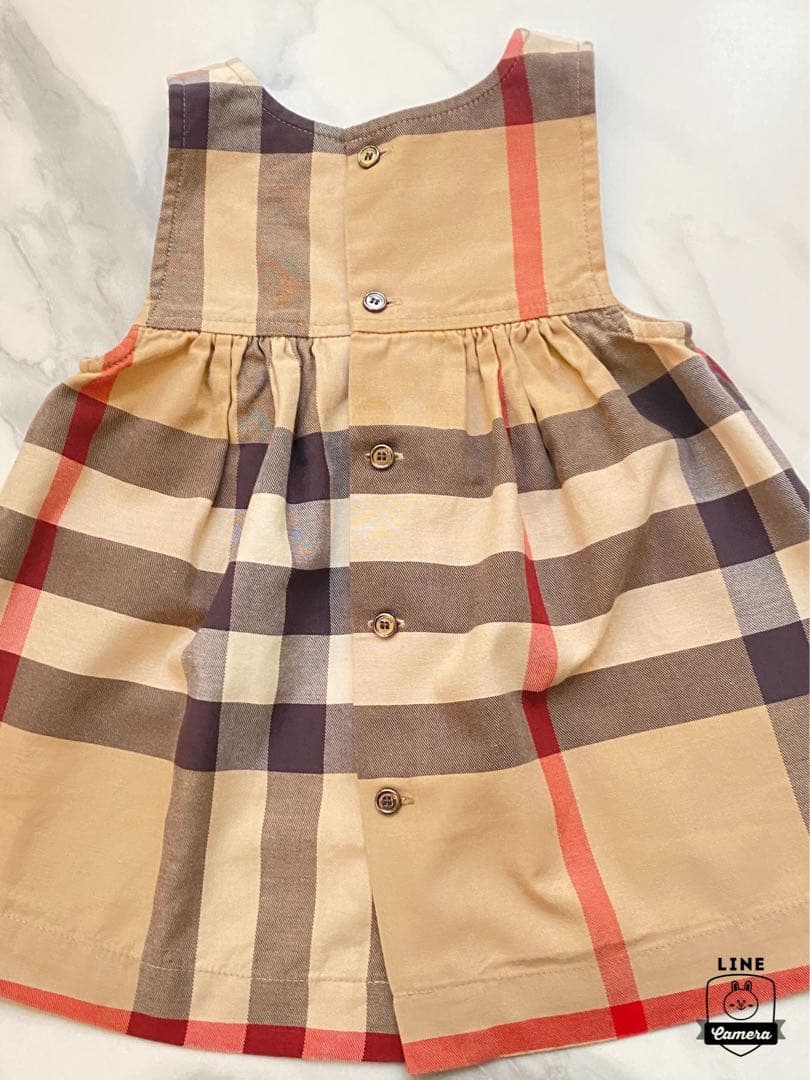 超美品本物バーバリーBurberry上質コットン混ノースリーブワンピース☆